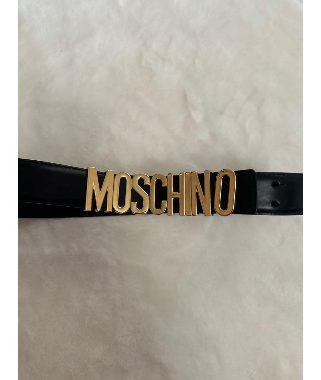 MOSCHINO Антрацитовый ремень из лакированной кожи, фото 4