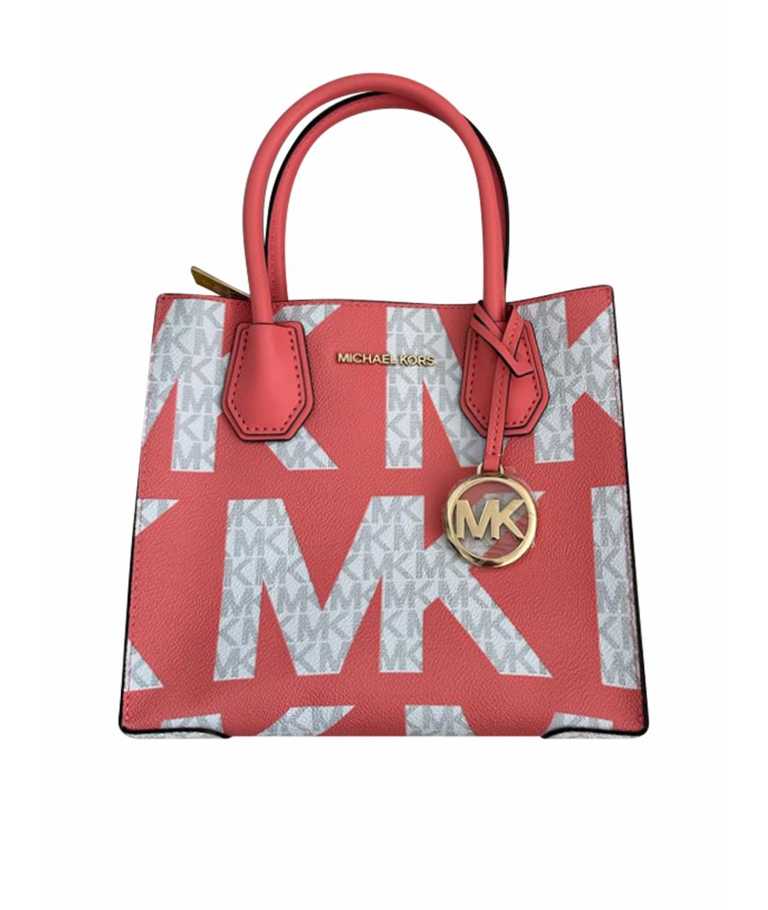 MICHAEL KORS Коралловая кожаная сумка с короткими ручками, фото 1