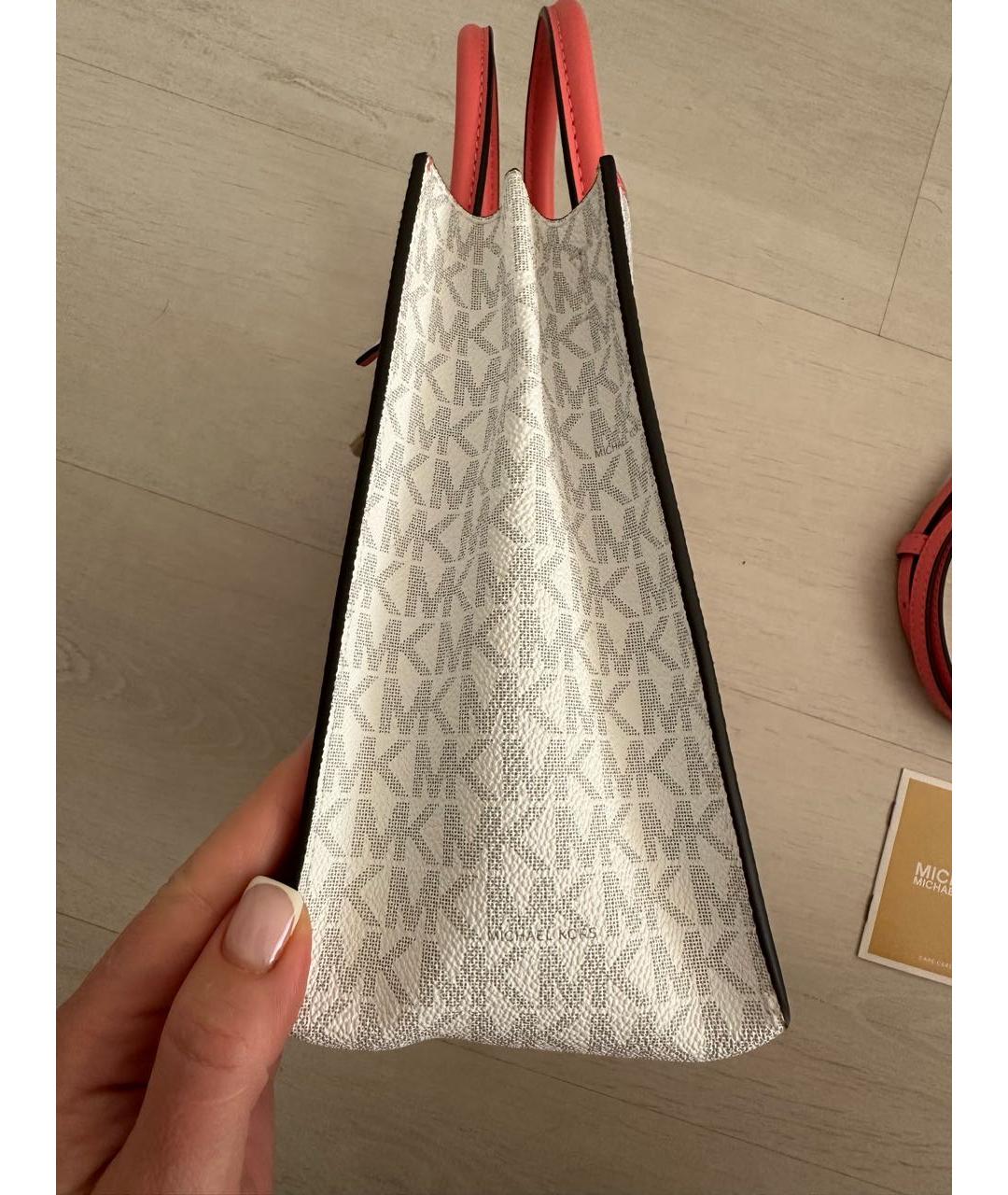 MICHAEL KORS Коралловая кожаная сумка с короткими ручками, фото 3