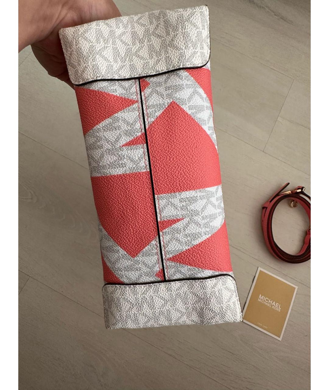 MICHAEL KORS Коралловая кожаная сумка с короткими ручками, фото 5