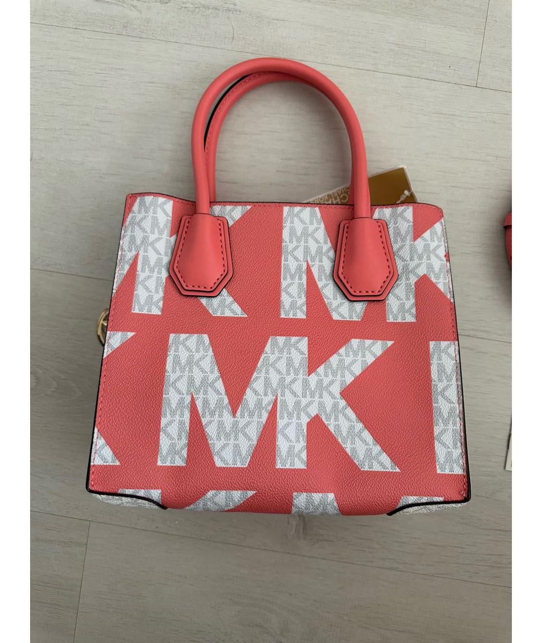 MICHAEL KORS Коралловая кожаная сумка с короткими ручками, фото 2