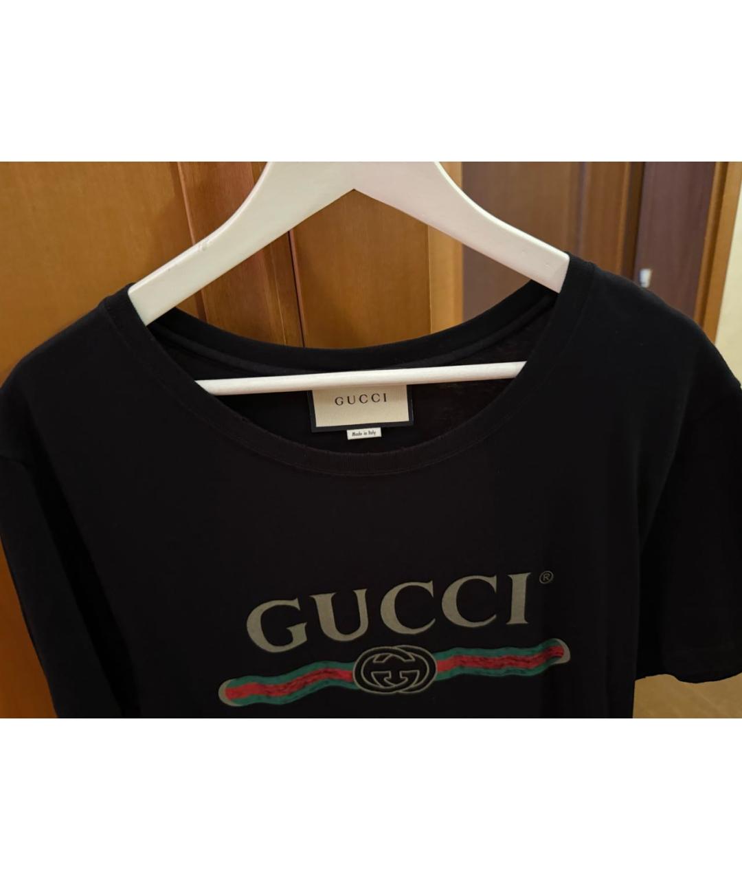 GUCCI Черная хлопковая футболка, фото 3