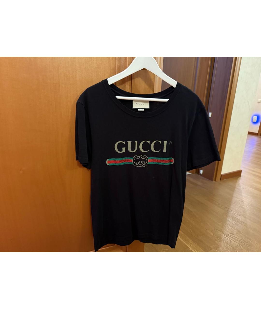 GUCCI Черная хлопковая футболка, фото 5