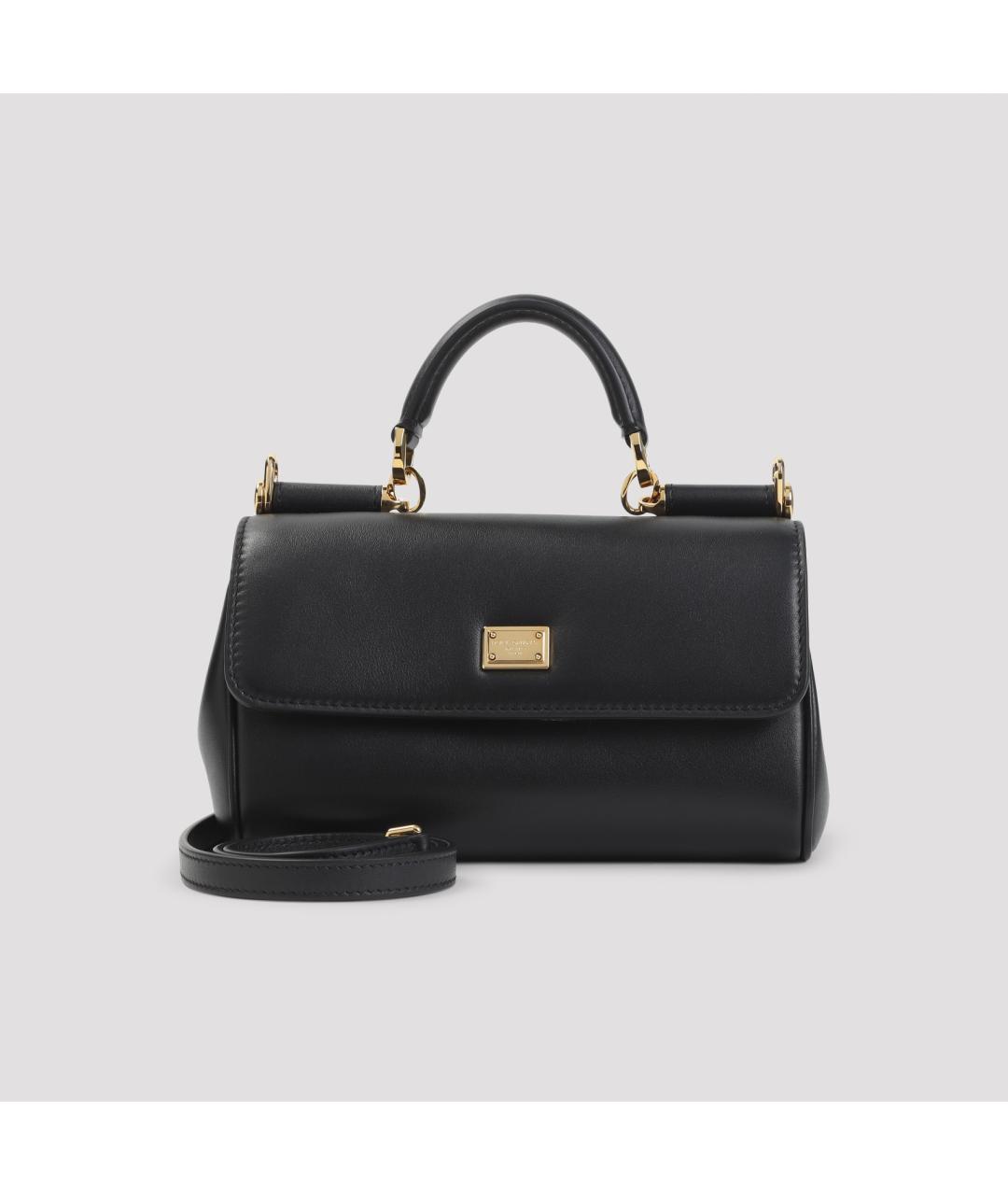 DOLCE&GABBANA Черная кожаная сумка тоут, фото 3
