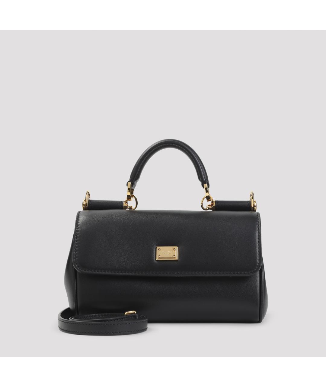 DOLCE&GABBANA Черная кожаная сумка тоут, фото 2