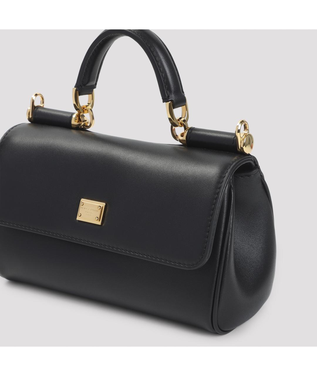 DOLCE&GABBANA Черная кожаная сумка тоут, фото 5