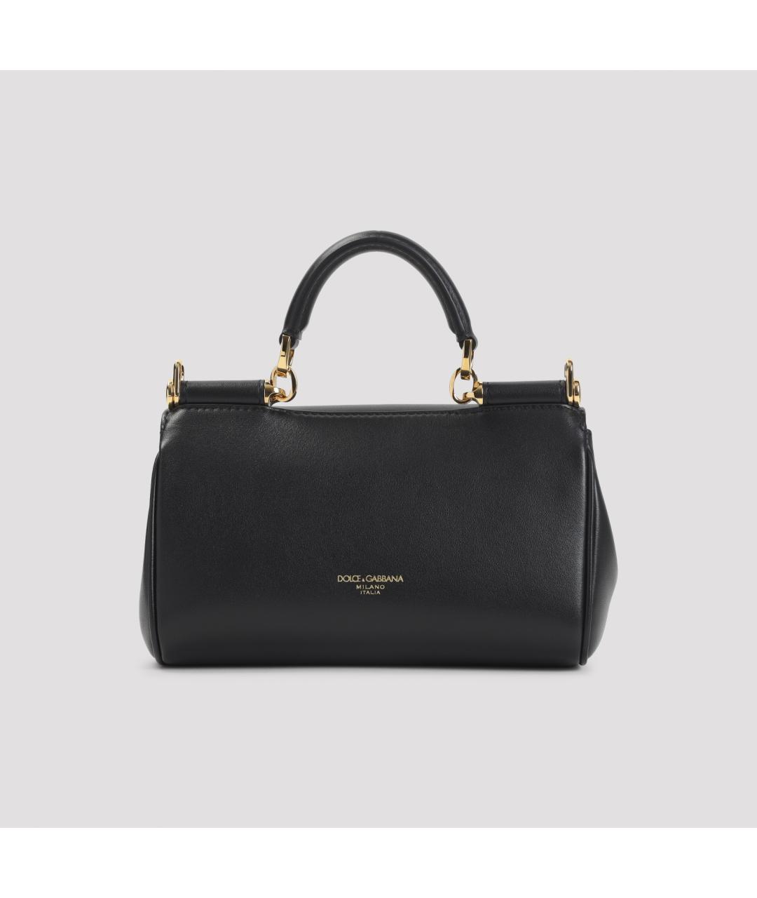DOLCE&GABBANA Черная кожаная сумка тоут, фото 4