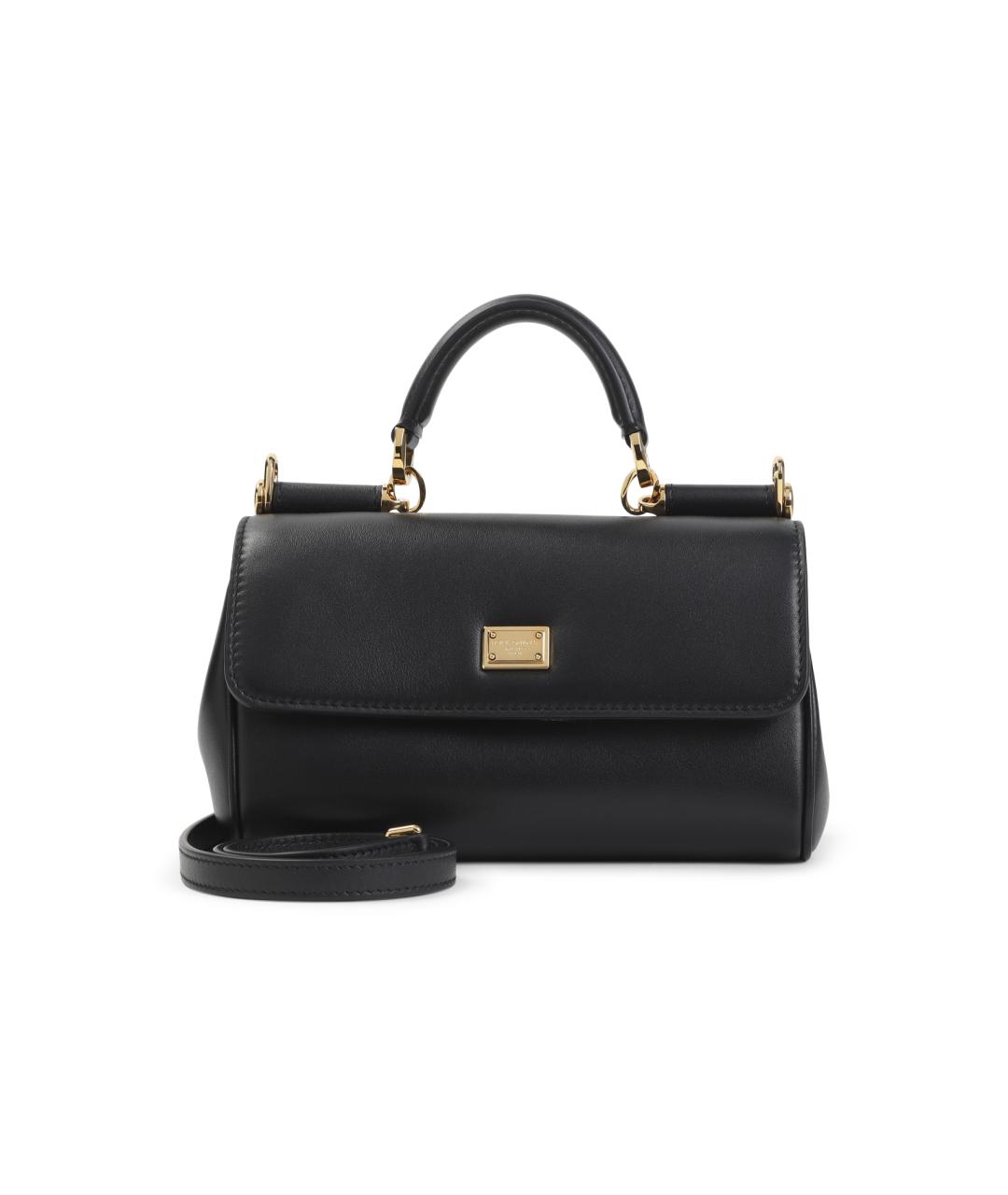 DOLCE&GABBANA Черная кожаная сумка тоут, фото 1