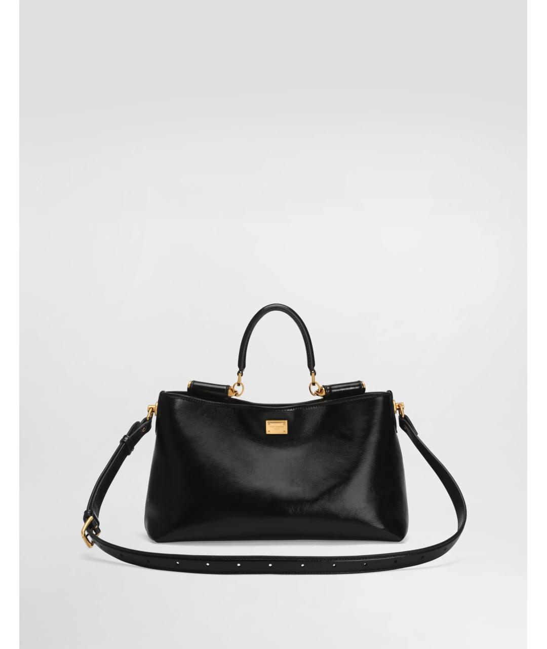 DOLCE&GABBANA Черная кожаная сумка тоут, фото 7