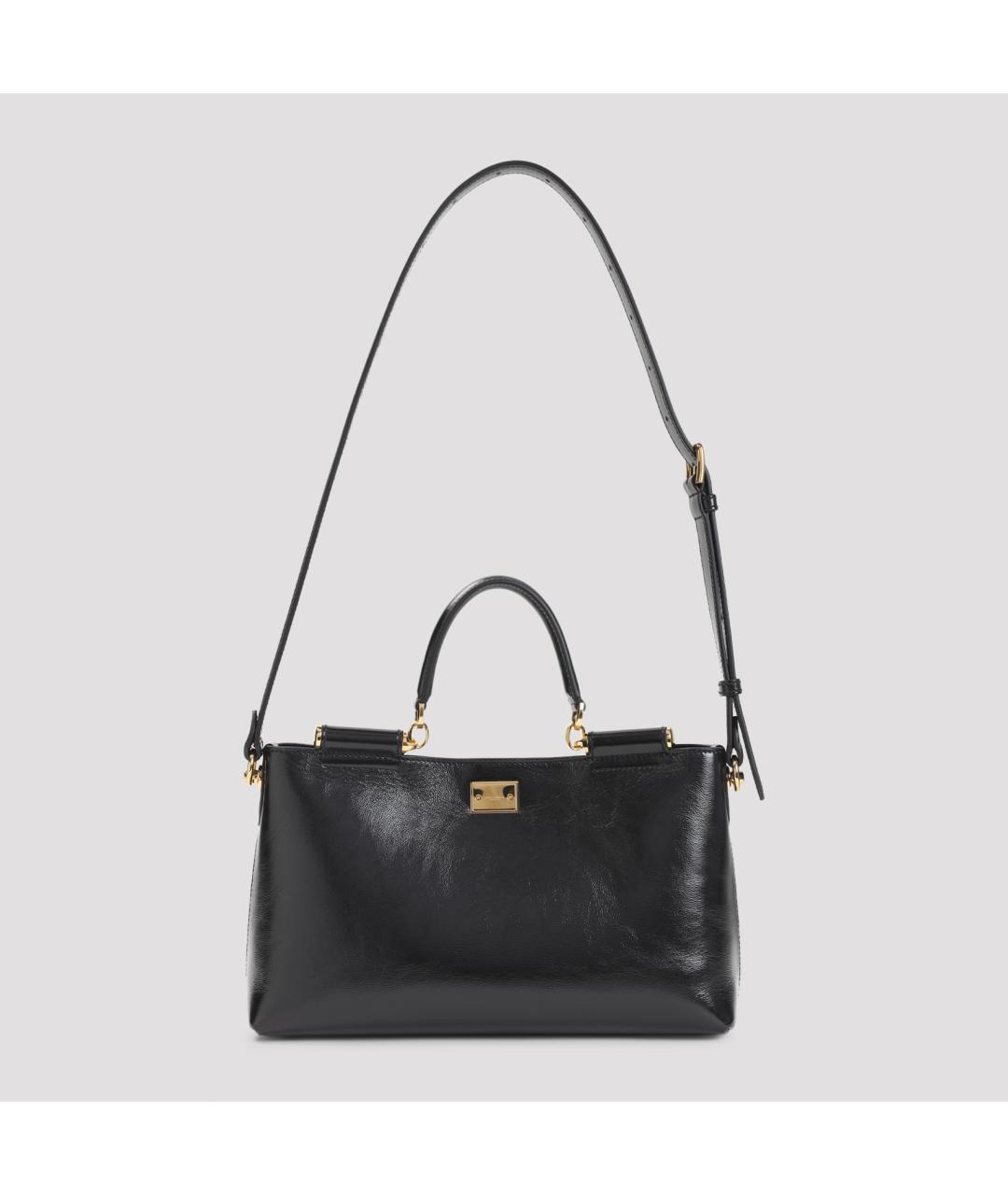 DOLCE&GABBANA Черная кожаная сумка тоут, фото 5