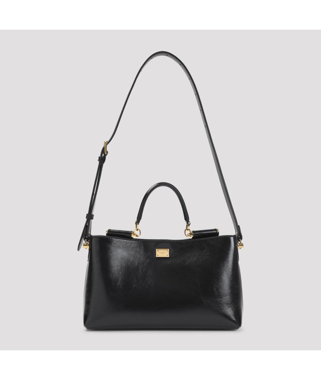 DOLCE&GABBANA Черная кожаная сумка тоут, фото 2