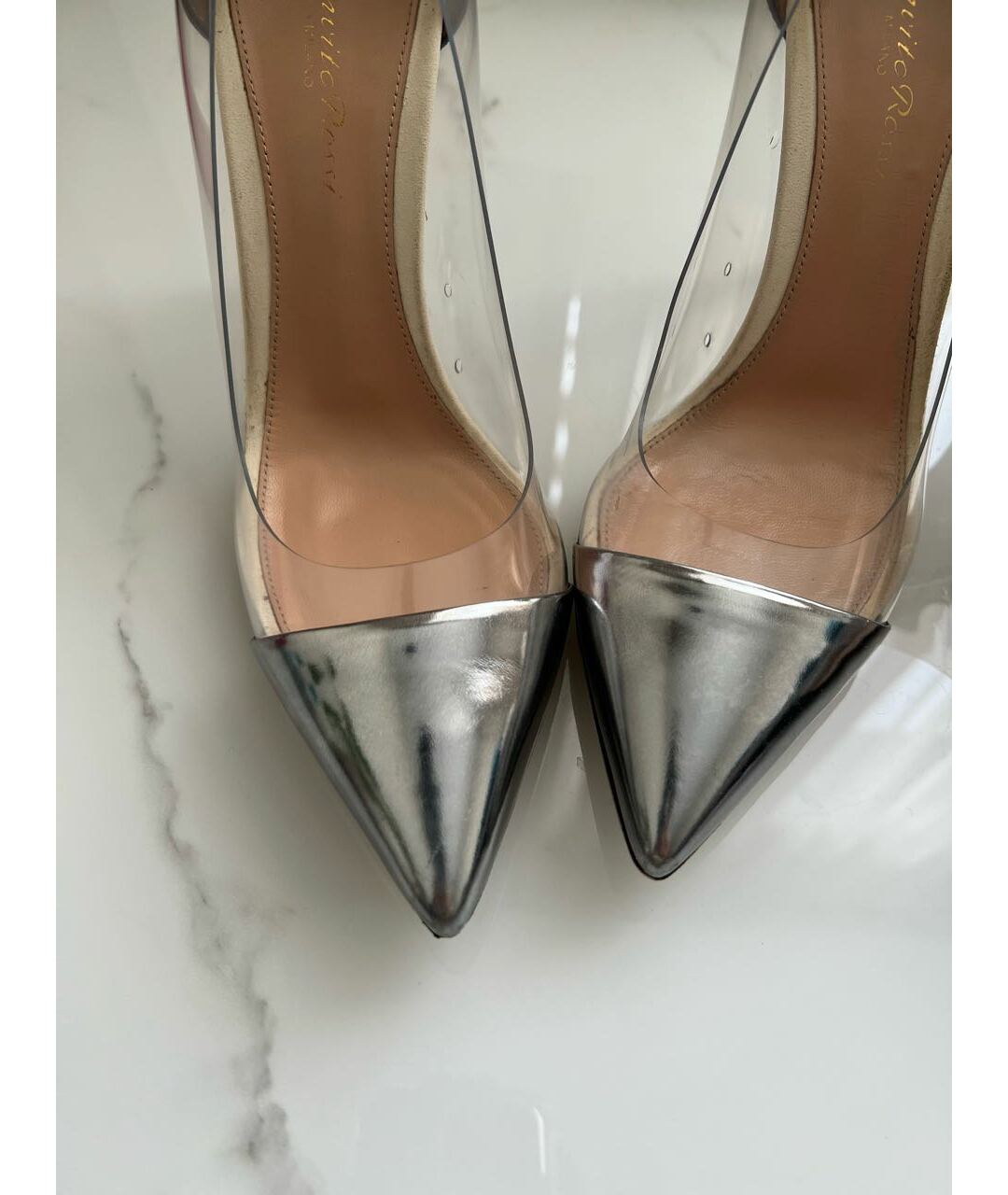 GIANVITO ROSSI Серебряные кожаные туфли, фото 4