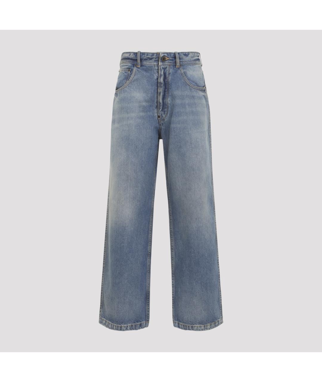 MAISON MARGIELA Голубые хлопковые прямые джинсы, фото 2