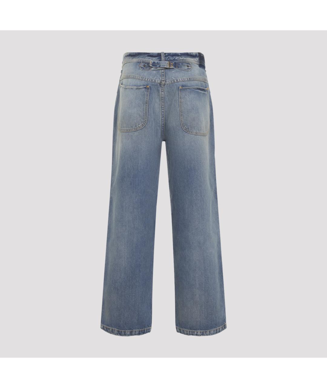 MAISON MARGIELA Голубые хлопковые прямые джинсы, фото 4