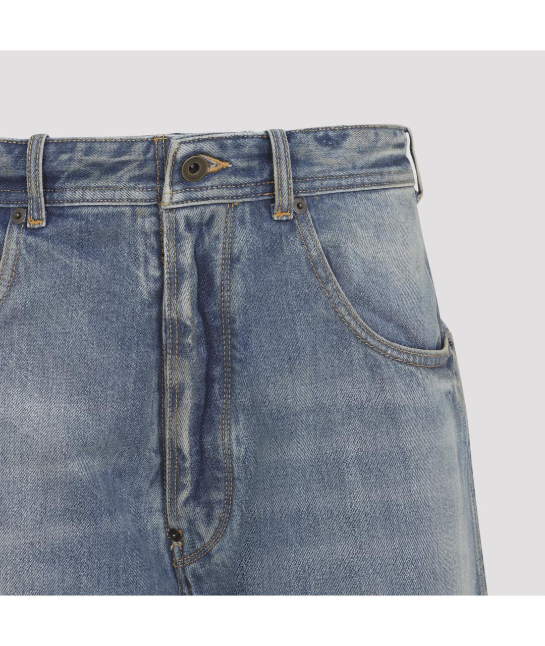 MAISON MARGIELA Голубые хлопковые прямые джинсы, фото 5