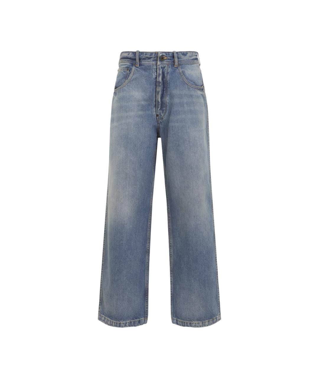 MAISON MARGIELA Голубые хлопковые прямые джинсы, фото 1