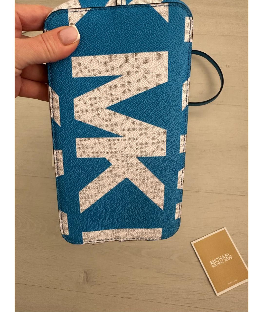 MICHAEL KORS Синяя кожаная сумка с короткими ручками, фото 5