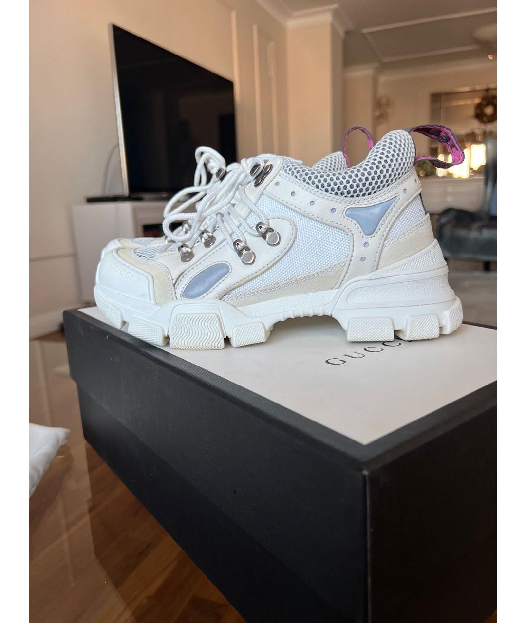 GUCCI Белые текстильные кроссовки, фото 5