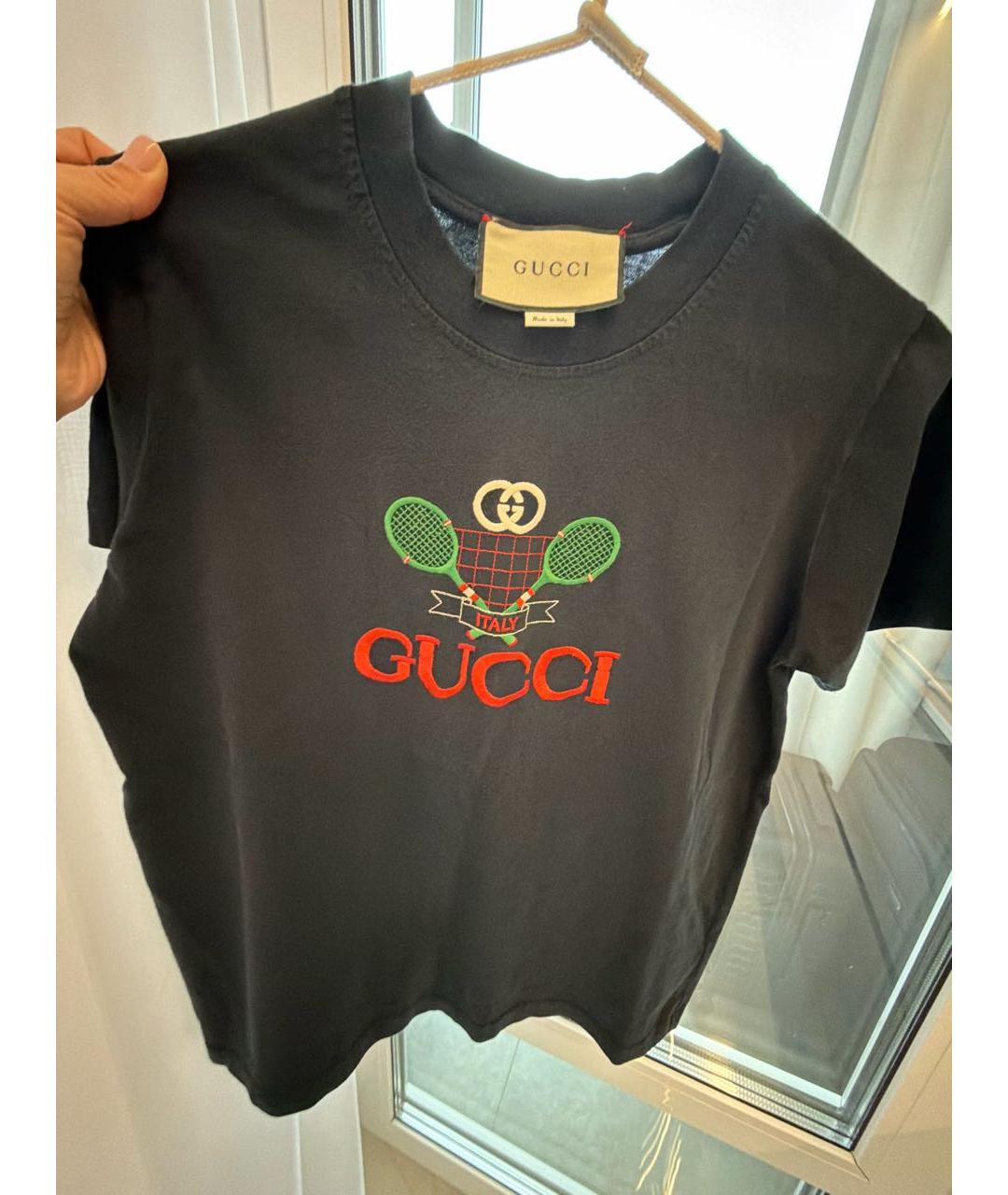 GUCCI Черная хлопковая футболка, фото 4