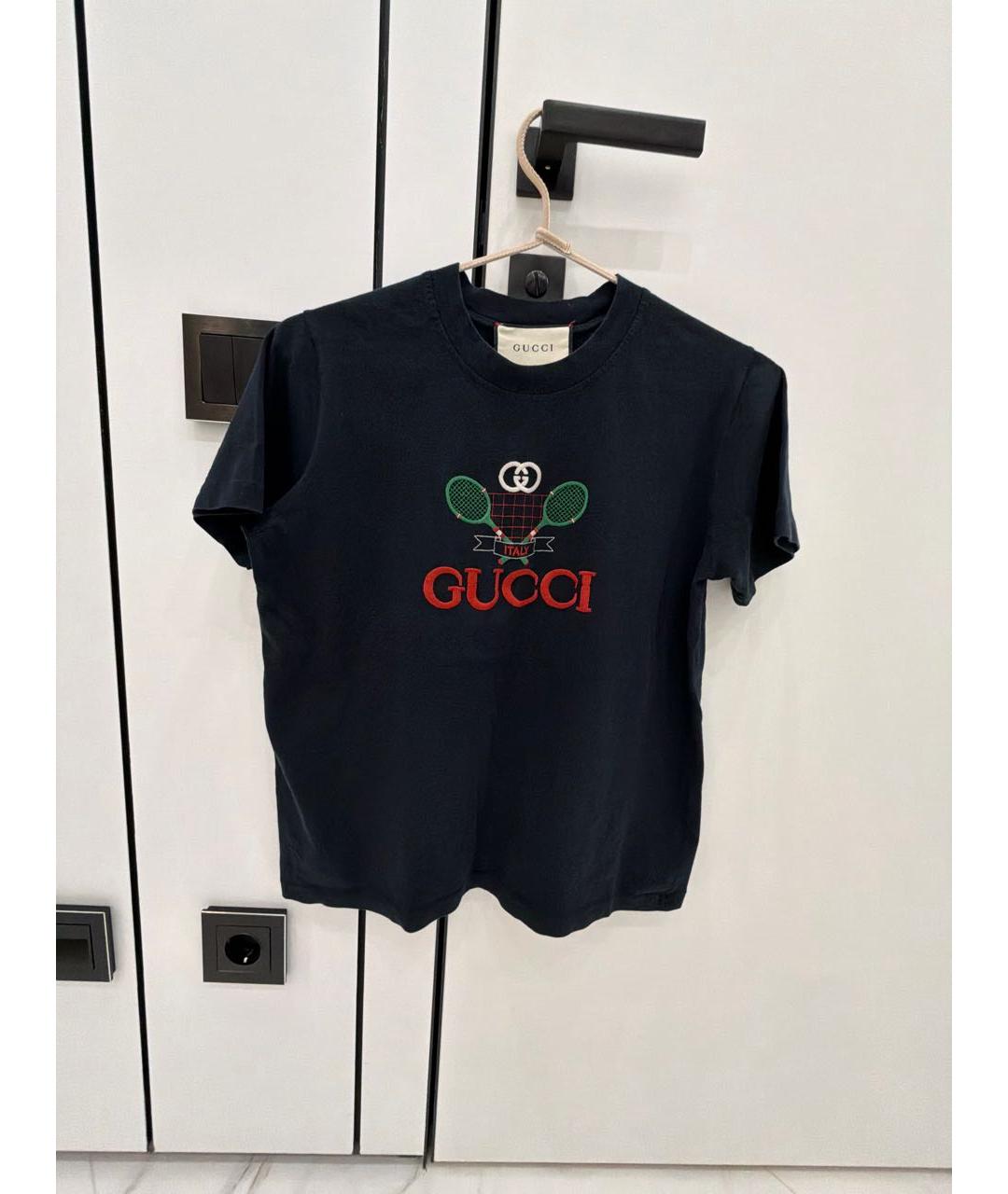 GUCCI Черная хлопковая футболка, фото 5