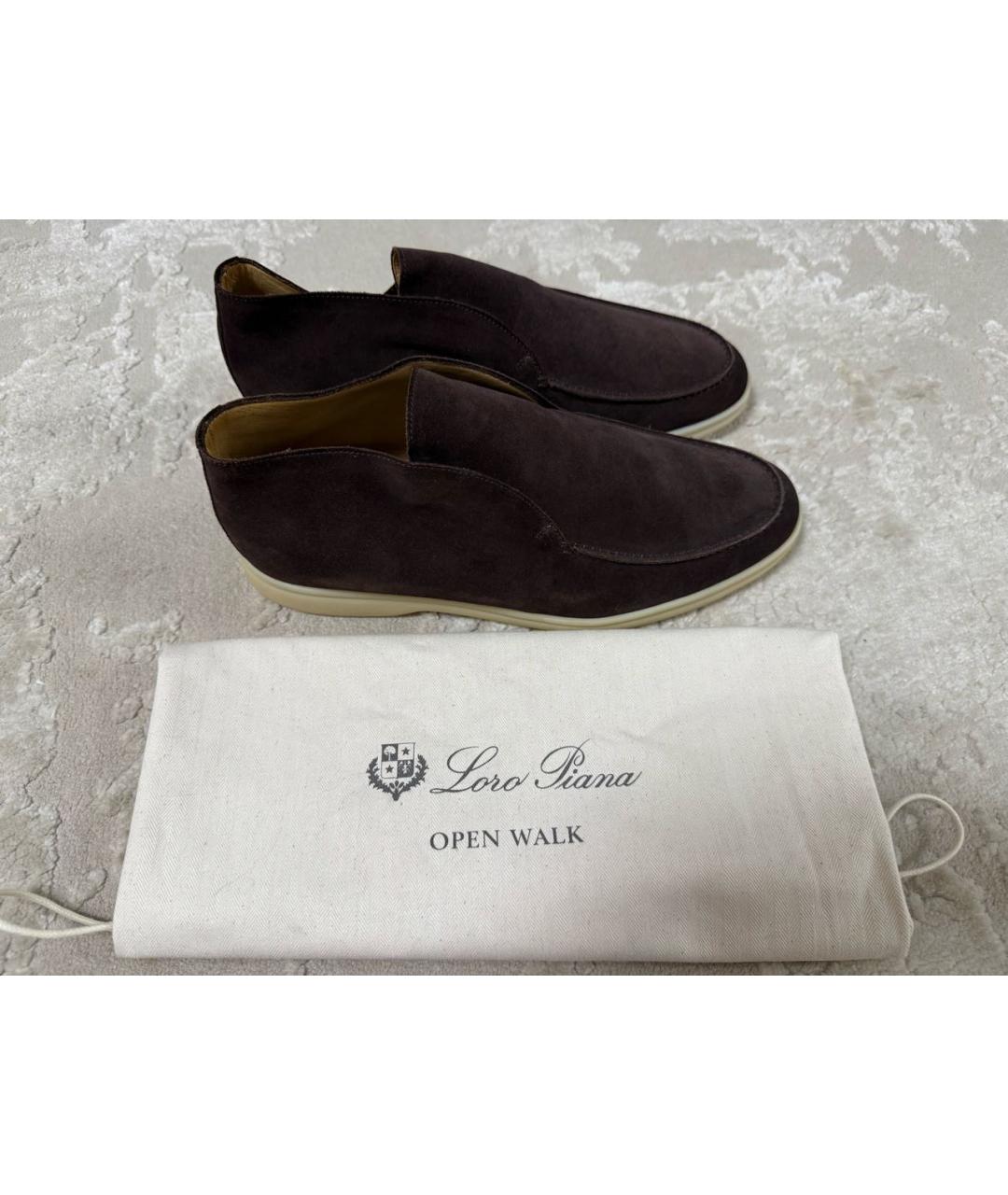 LORO PIANA Коричневые замшевые лоферы, фото 7
