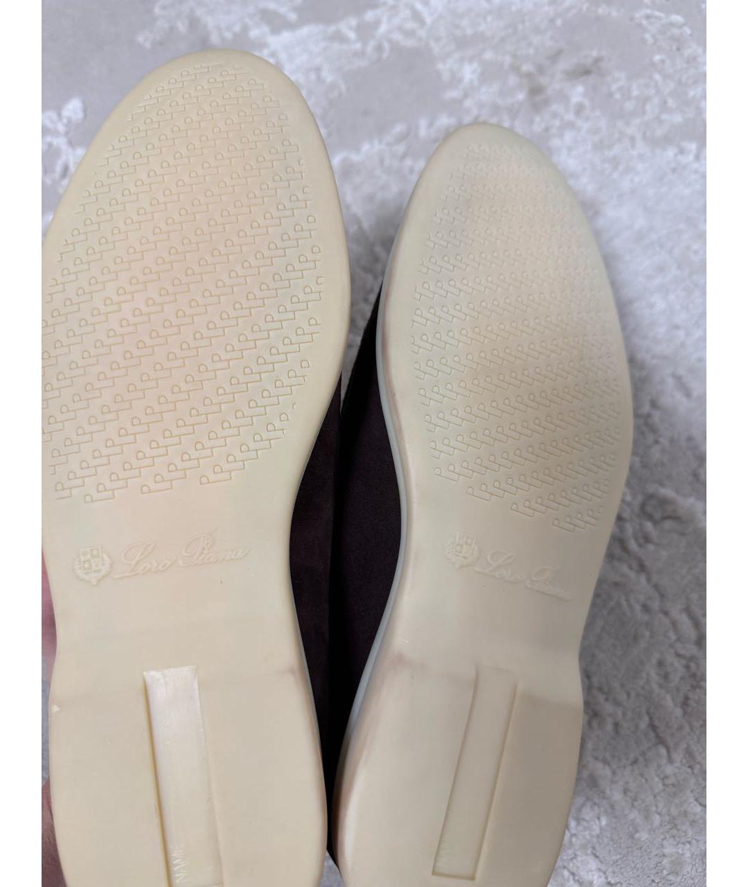 LORO PIANA Коричневые замшевые лоферы, фото 8