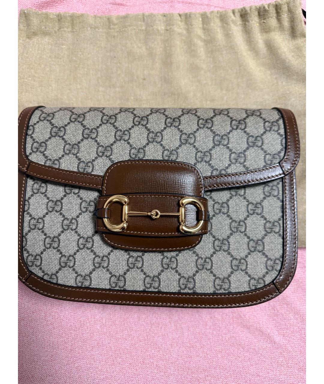 GUCCI Коричневая кожаная сумка с короткими ручками, фото 5