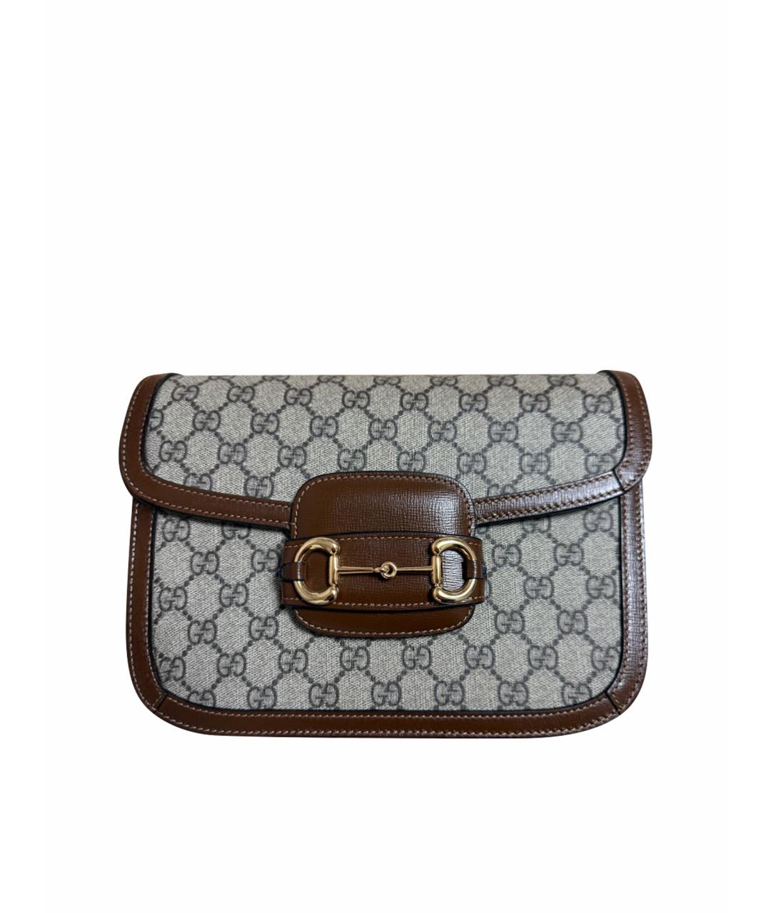 GUCCI Коричневая кожаная сумка с короткими ручками, фото 1