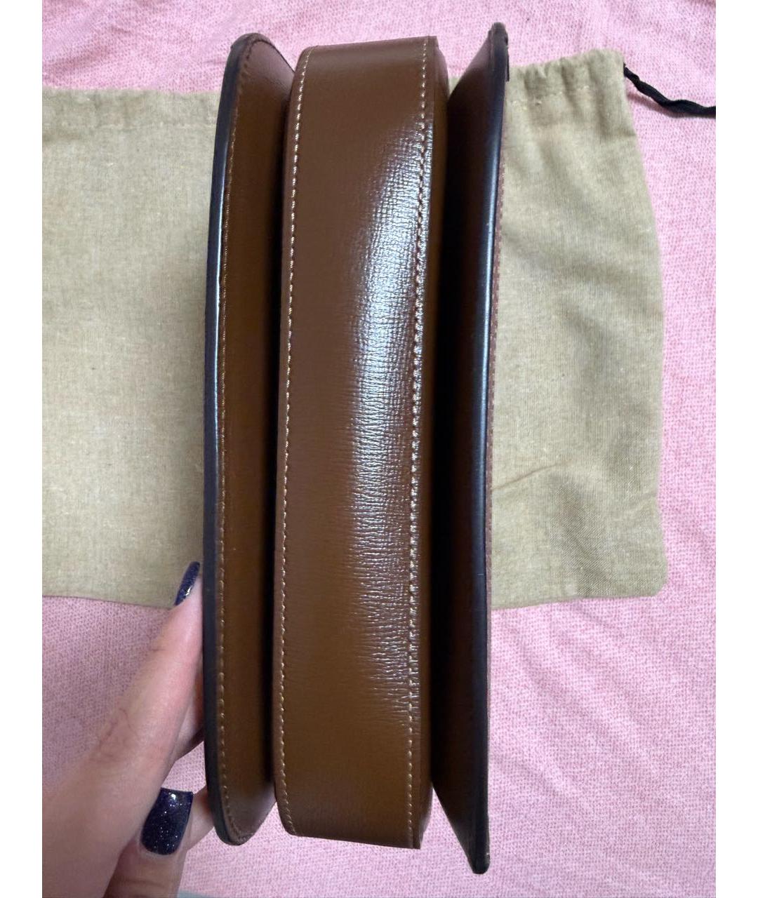 GUCCI Коричневая кожаная сумка с короткими ручками, фото 2