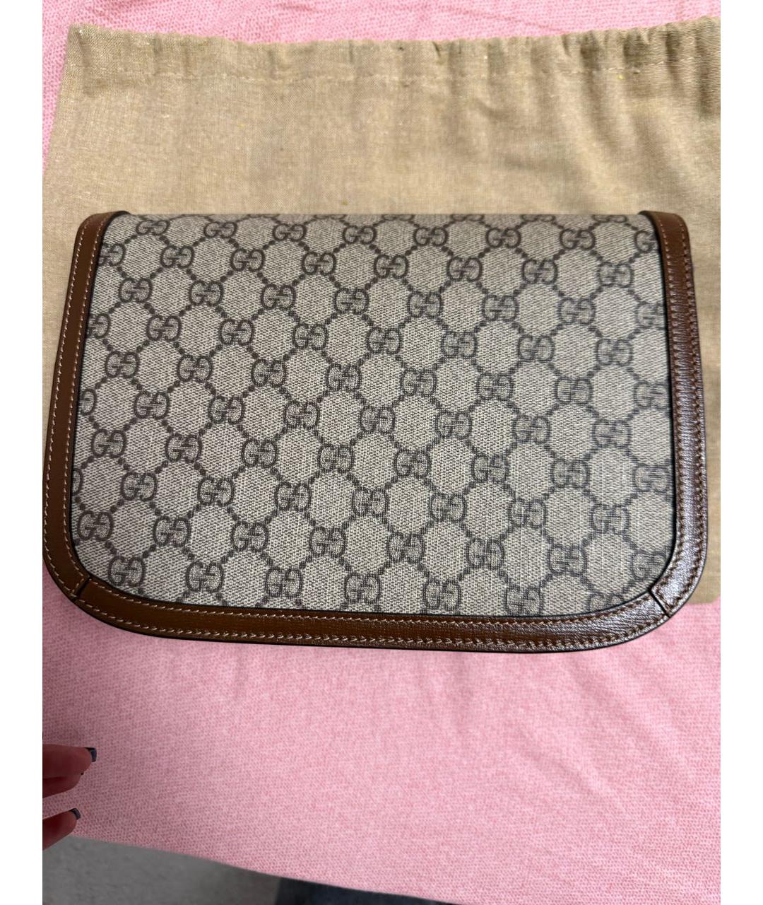 GUCCI Коричневая кожаная сумка с короткими ручками, фото 3