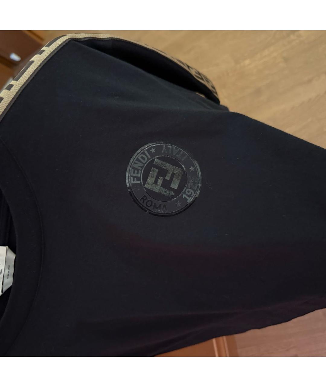 FENDI Черная хлопковая футболка, фото 3