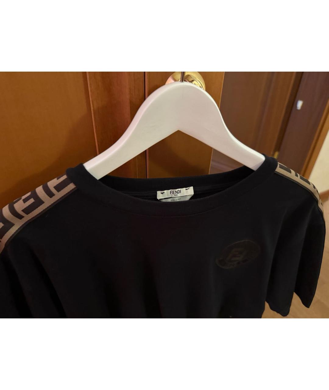 FENDI Черная хлопковая футболка, фото 4