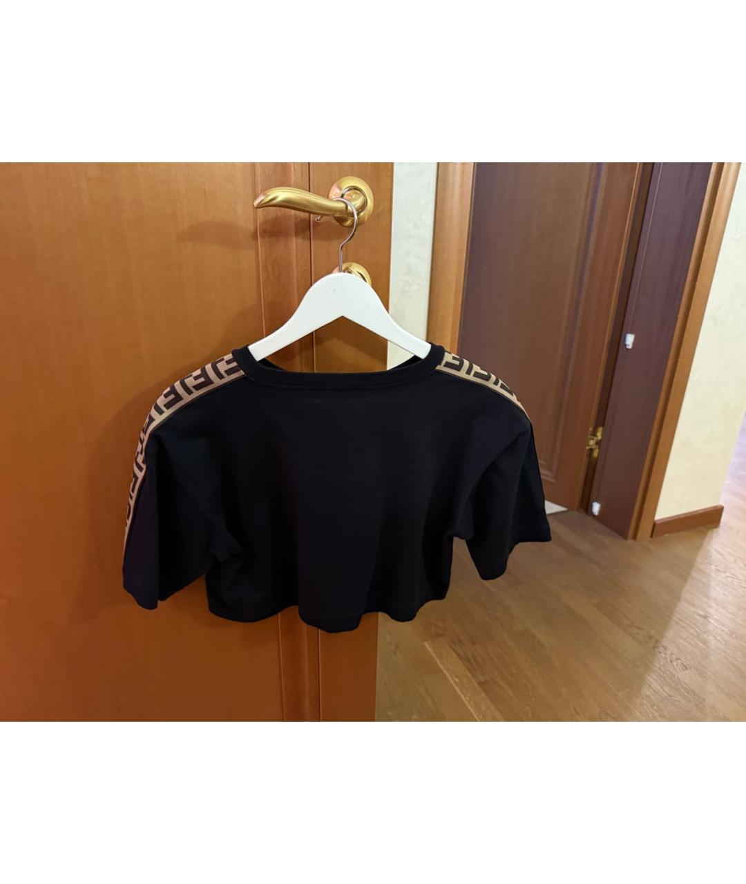 FENDI Черная хлопковая футболка, фото 6