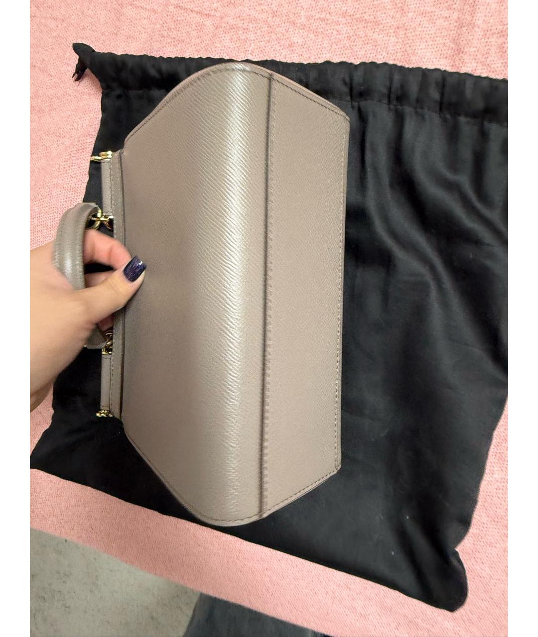 DOLCE&GABBANA Бежевая кожаная сумка с короткими ручками, фото 2