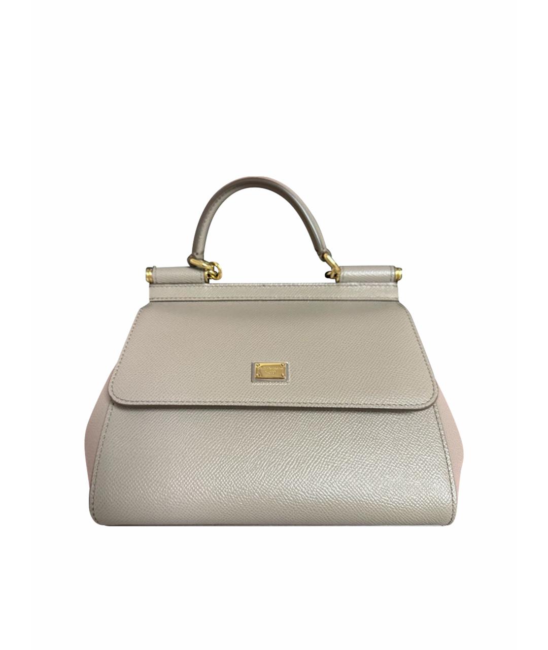 DOLCE&GABBANA Бежевая кожаная сумка с короткими ручками, фото 1