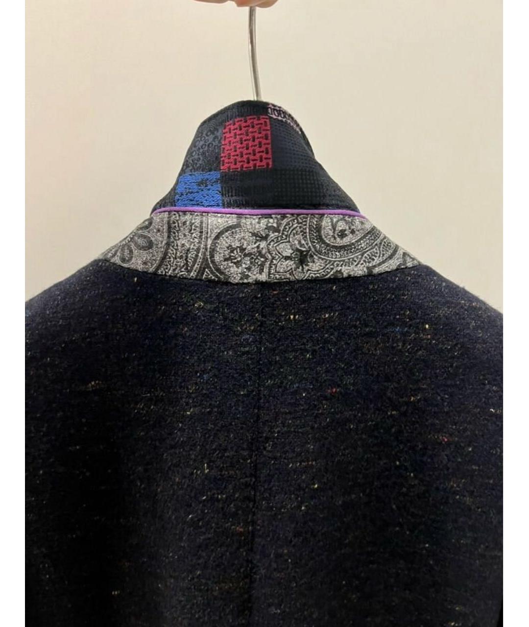 ETRO Темно-синее шерстяное пальто, фото 7