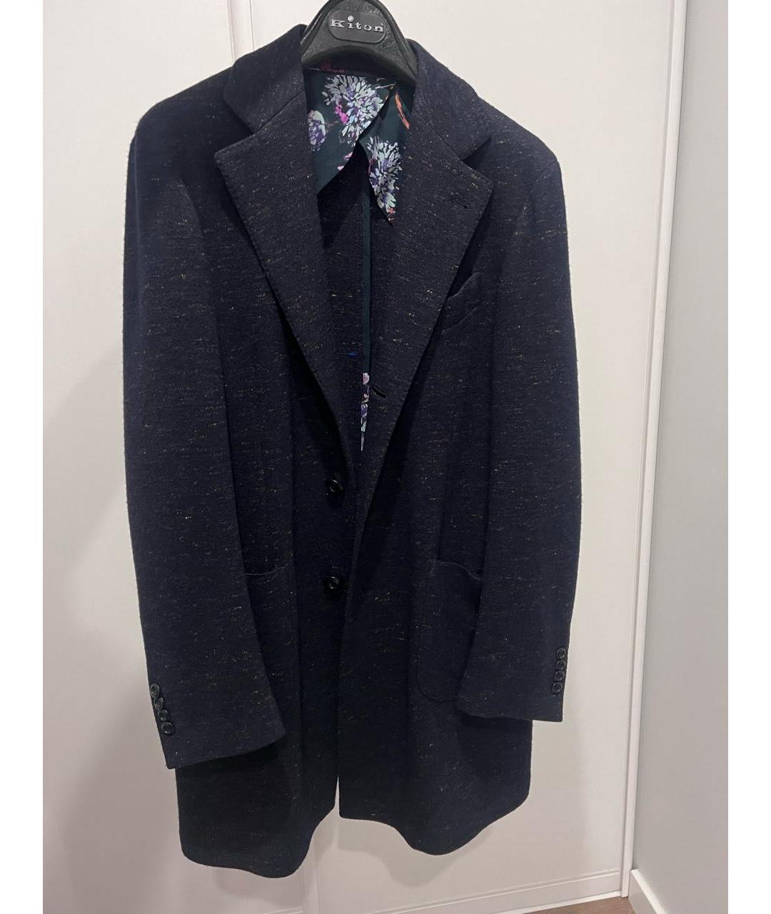 ETRO Темно-синее шерстяное пальто, фото 9