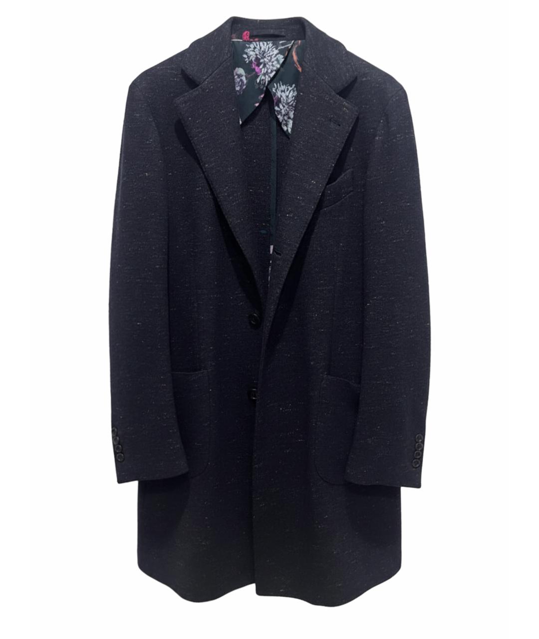 ETRO Темно-синее шерстяное пальто, фото 1