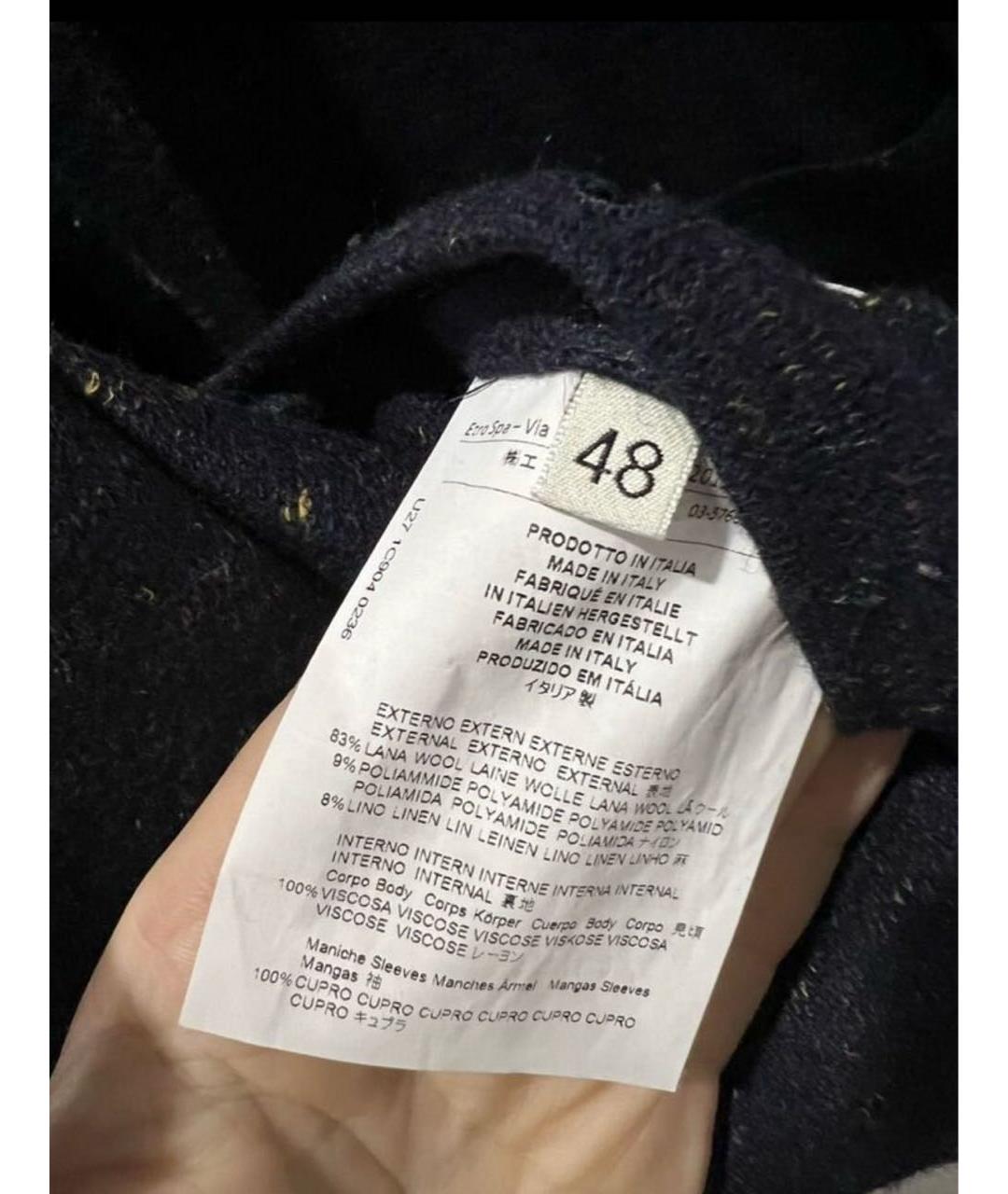 ETRO Темно-синее шерстяное пальто, фото 6