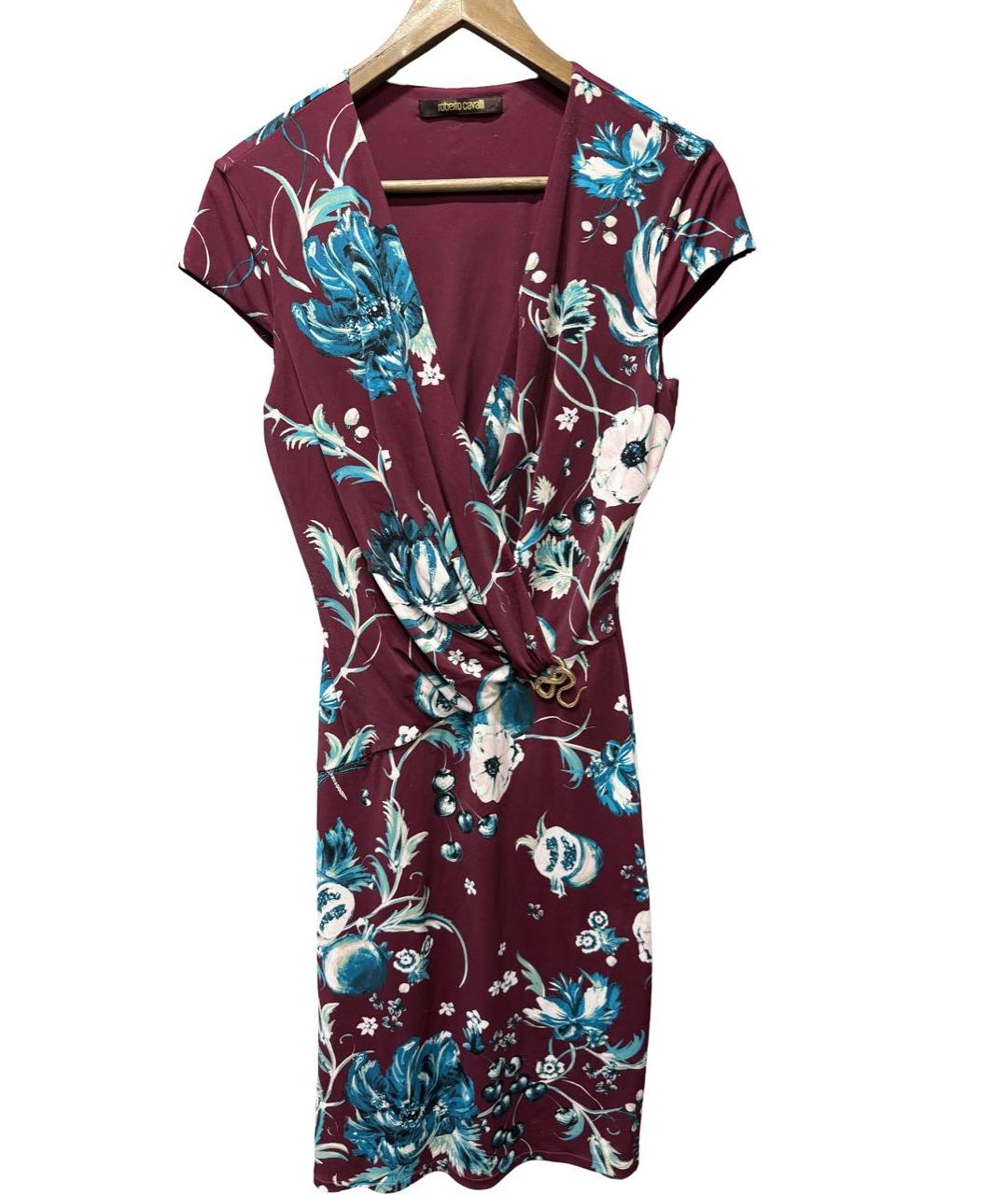 ROBERTO CAVALLI Бордовое полиамидовое повседневное платье, фото 8