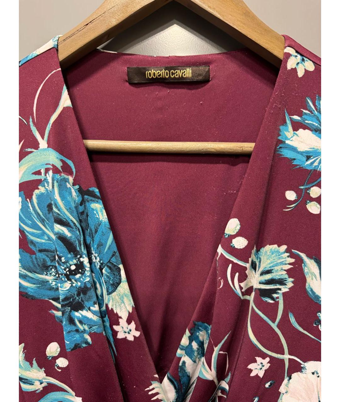 ROBERTO CAVALLI Бордовое полиамидовое повседневное платье, фото 3