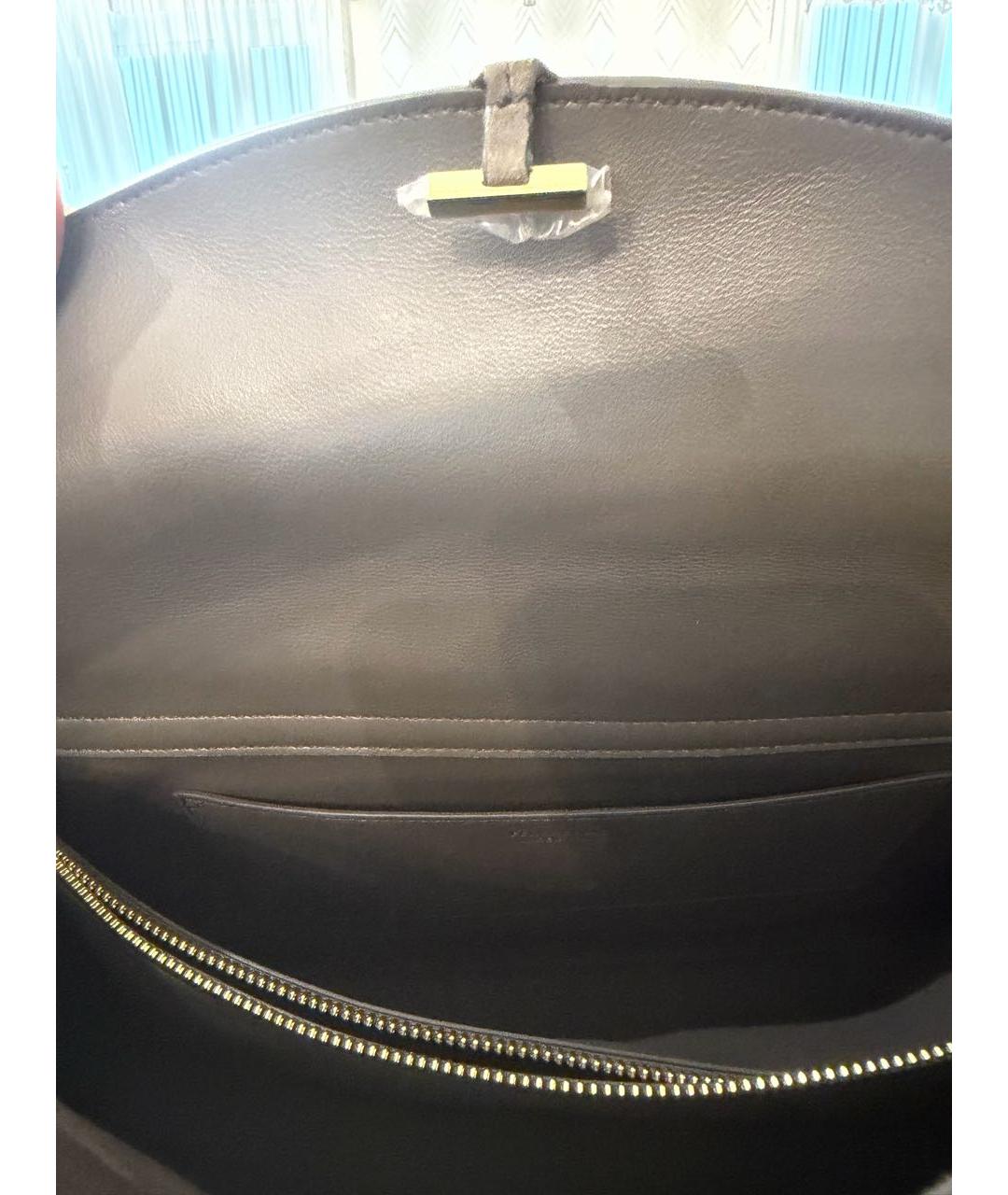 FERRAGAMO Антрацитовая замшевая сумка с короткими ручками, фото 2