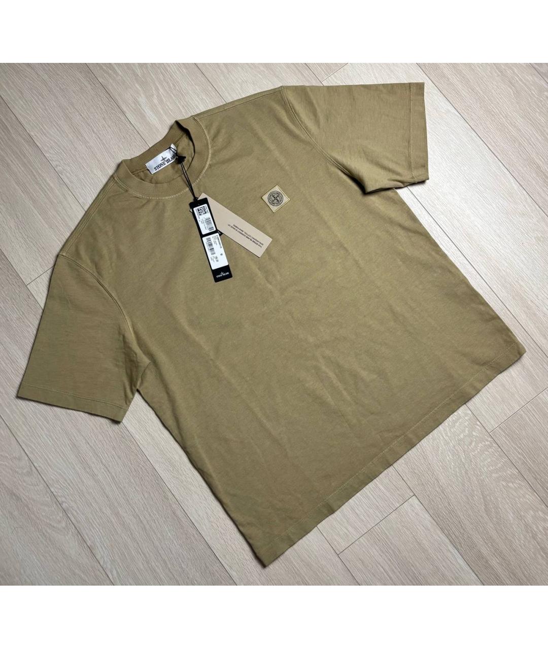 STONE ISLAND Горчичная хлопковая футболка, фото 9