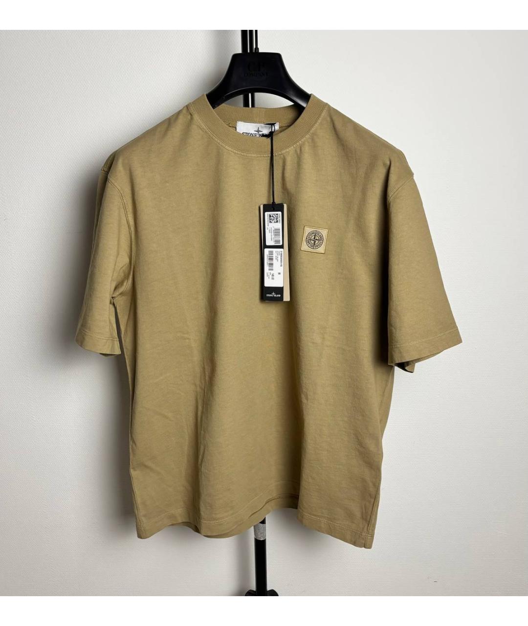 STONE ISLAND Горчичная хлопковая футболка, фото 10