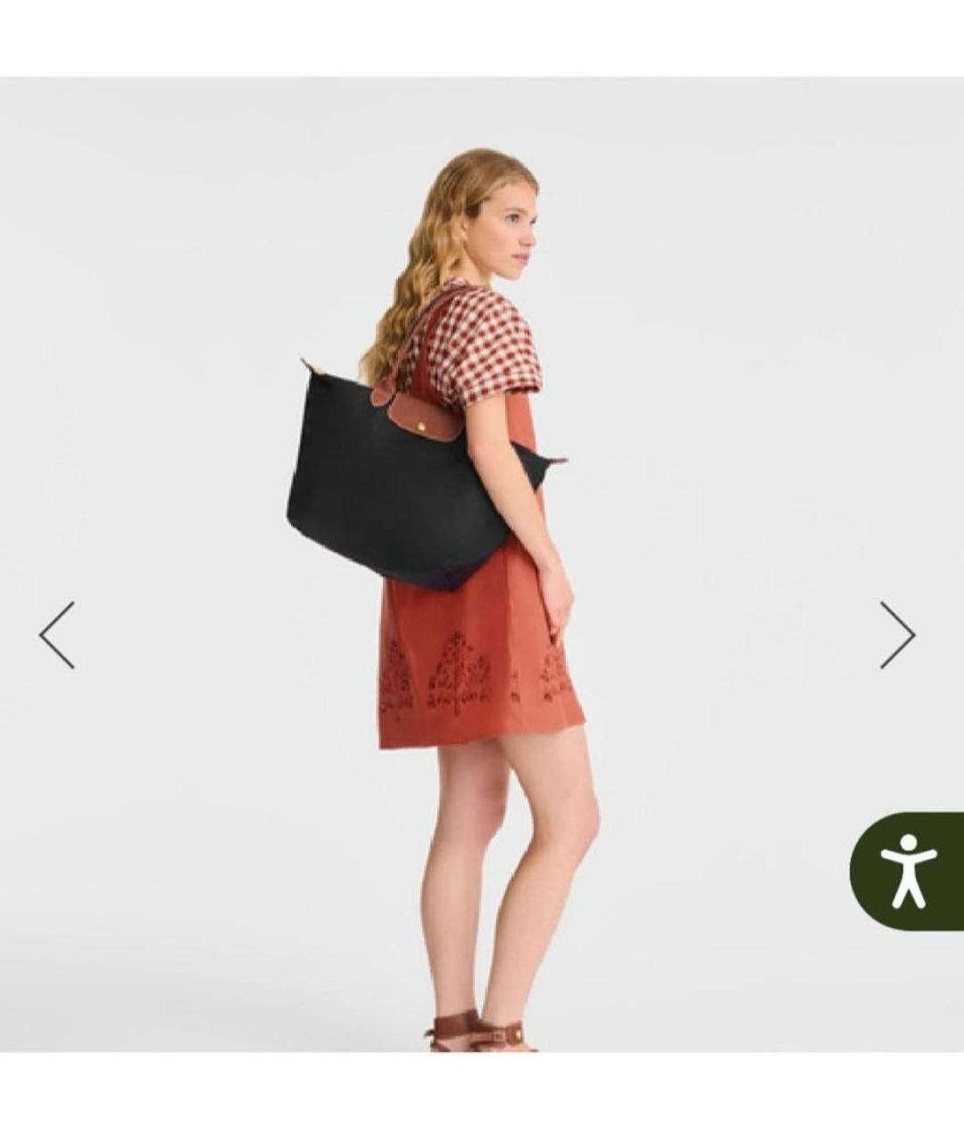 LONGCHAMP Черная тканевая сумка через плечо, фото 2