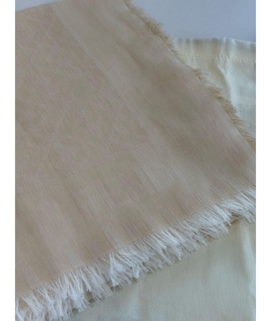 FENDI Бежевый хлопковый платок, фото 5