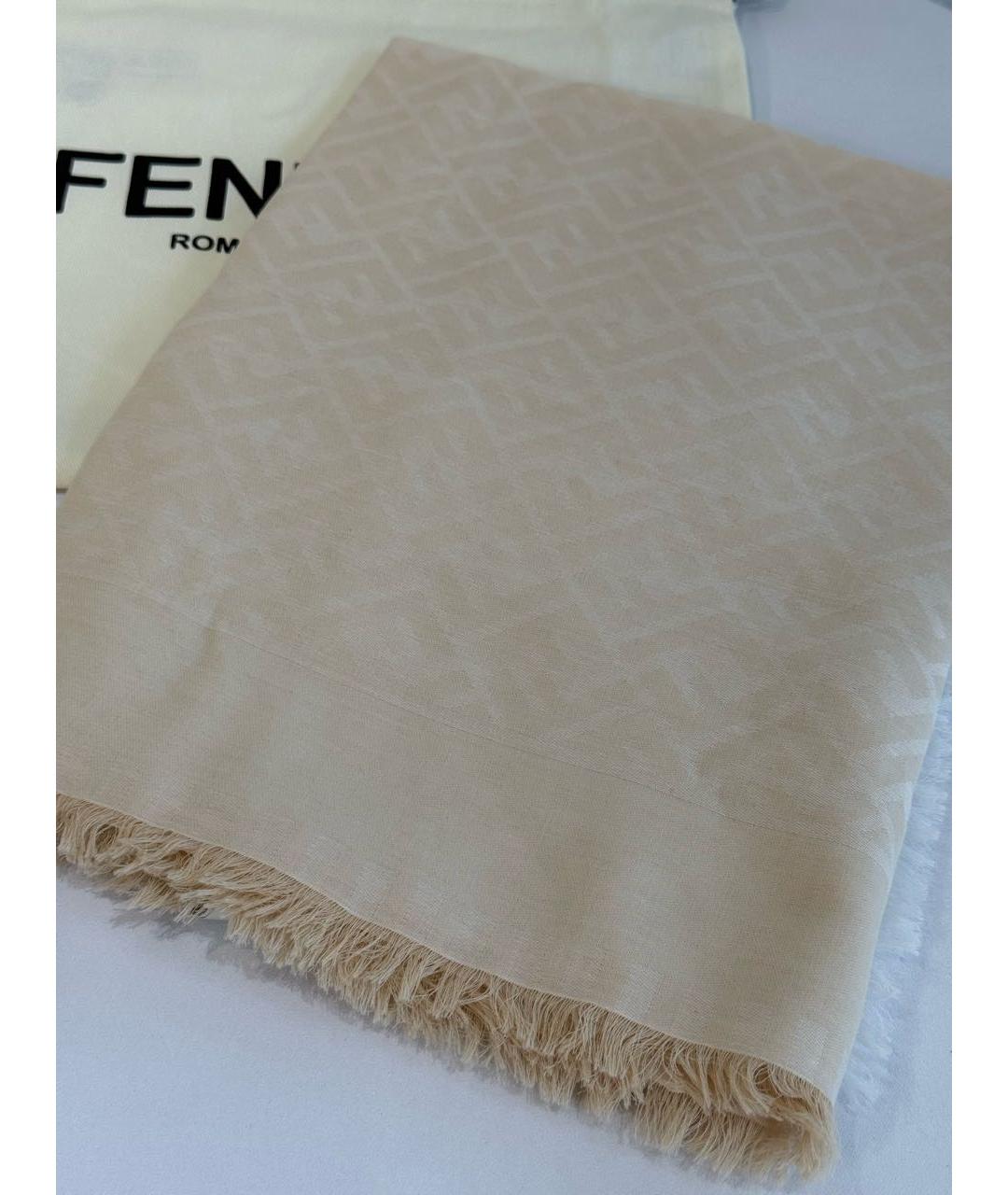 FENDI Бежевый хлопковый платок, фото 3