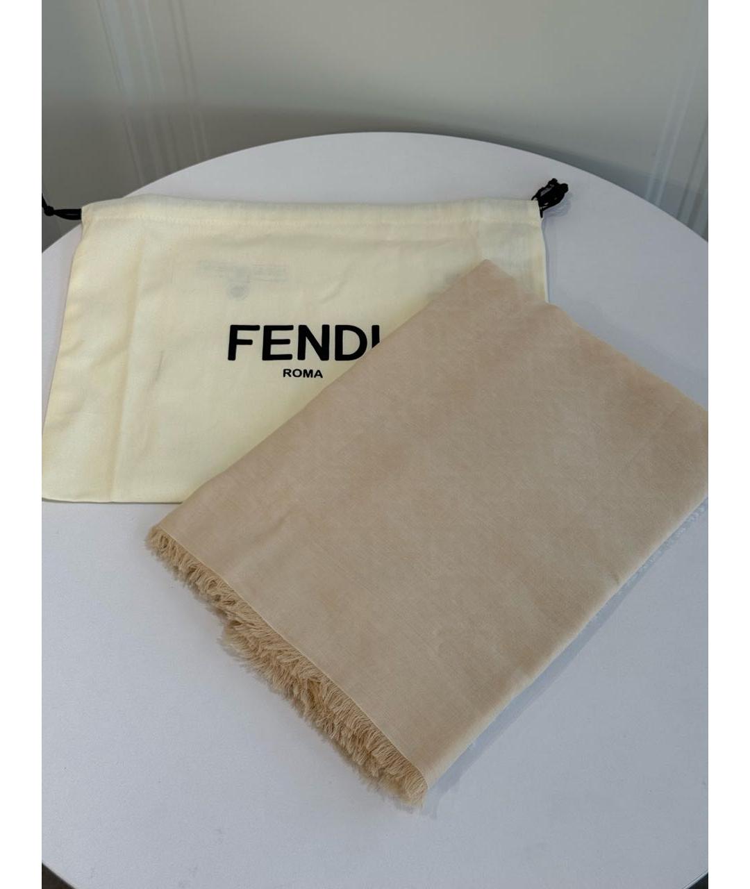 FENDI Бежевый хлопковый платок, фото 7