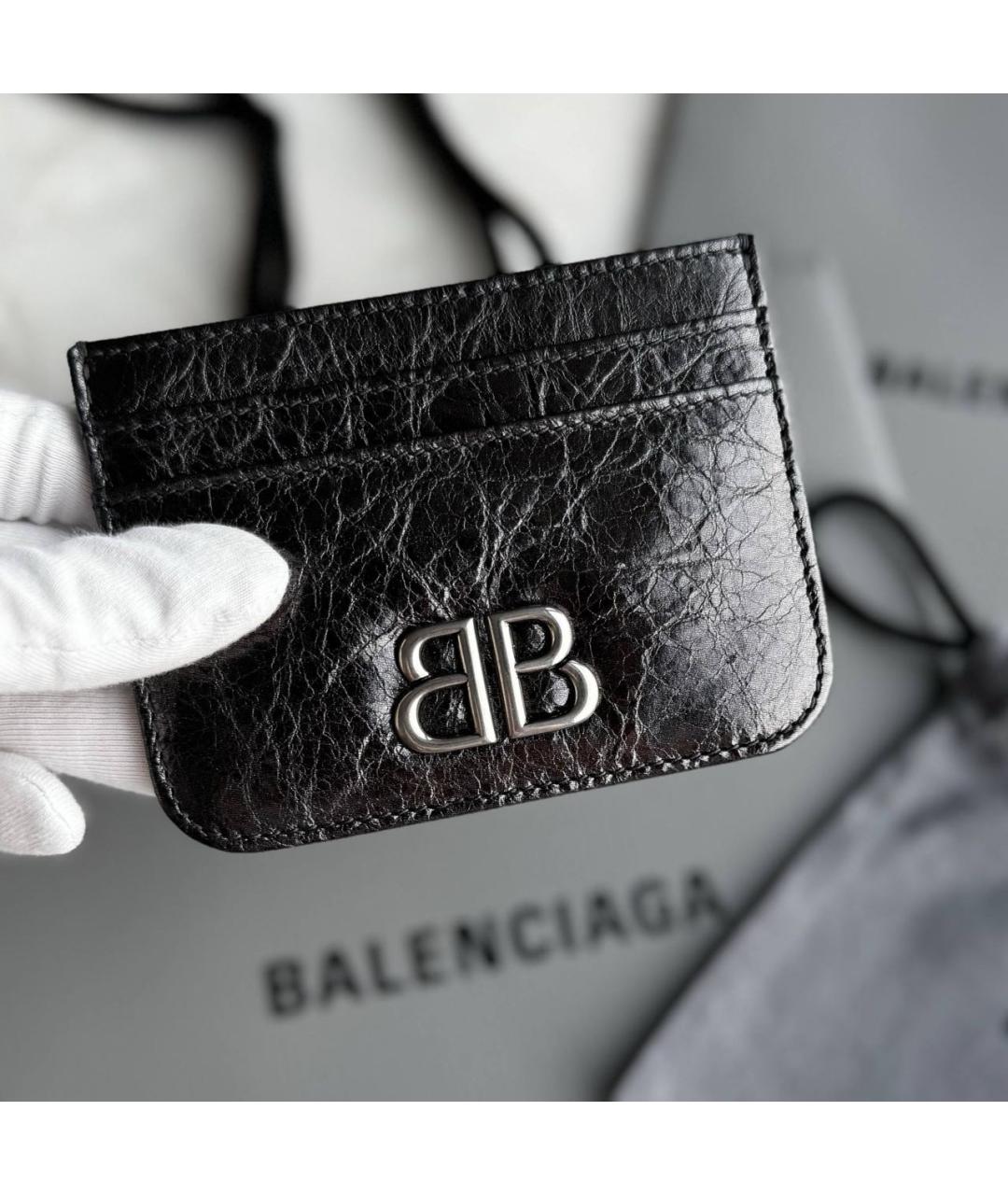 BALENCIAGA Черный кожаный кардхолдер, фото 4