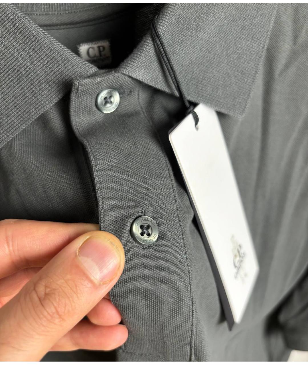 CP COMPANY Бирюзовое хлопковое поло с коротким рукавом, фото 5